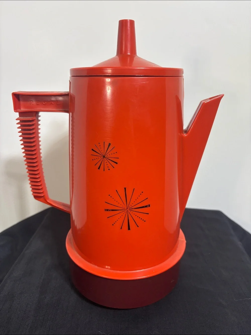 Vintage Regal Poly Perk Orange Atomic Starburst Percolator Coffee Pot MCM